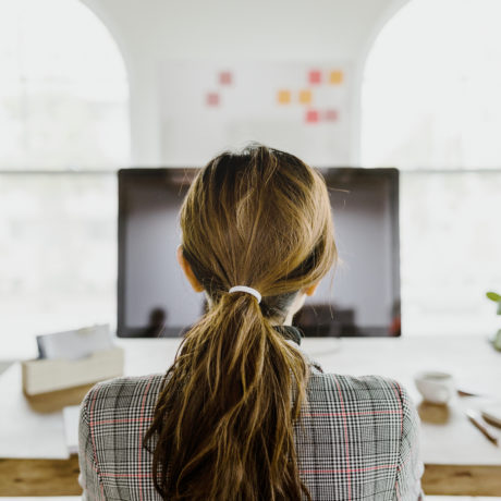 Businesswoman working on a computer in the office