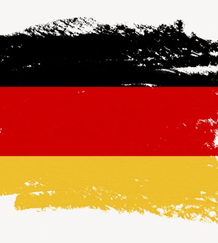 German flag, paint stroke design, off white background